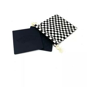 VANS Family Coasters Faux Leather Checkerboard Black White Set Bag VN0009M8NOA